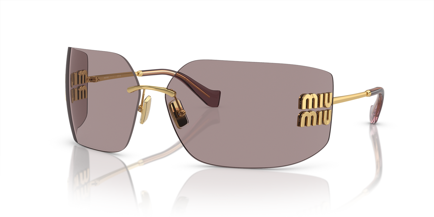 Miu Miu Runway Rectangle-Frame Sunglasses in Violet, front — The Quiet Edition