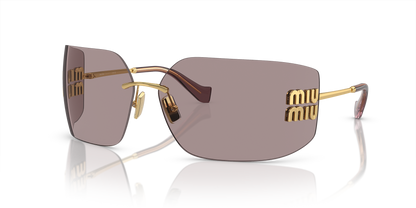 Miu Miu Runway Rectangle-Frame Sunglasses in Violet, front — The Quiet Edition