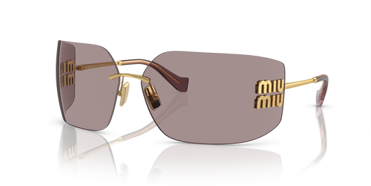 Miu Miu Runway Rectangle-Frame Sunglasses in Violet, front — The Quiet Edition