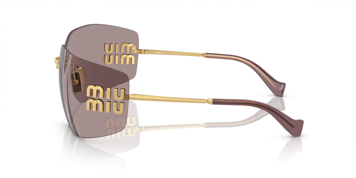 Miu Miu Runway Rectangle-Frame Sunglasses in Violet, side — The Quiet Edition