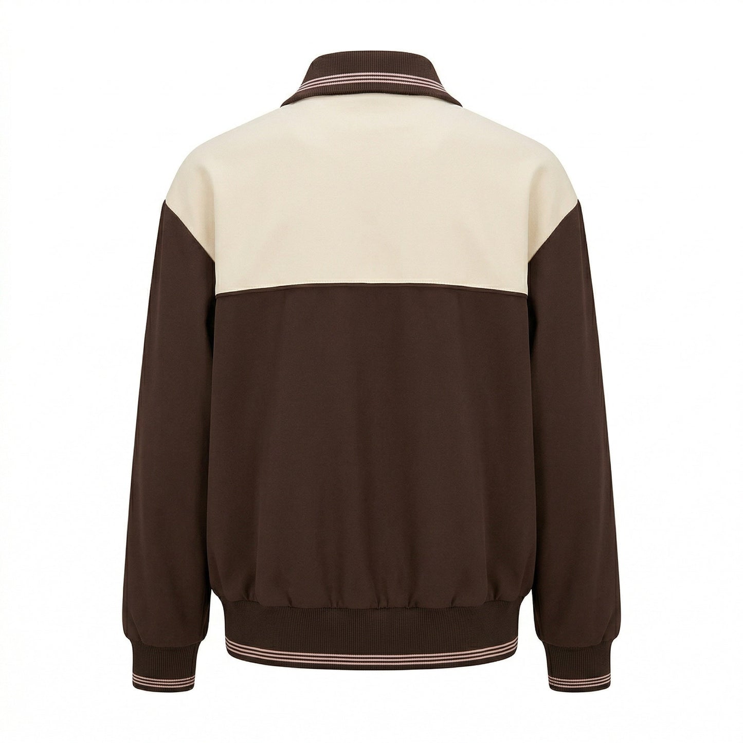 Miu Miu two-tone zip bomber jacket, back view — The Quiet Edition