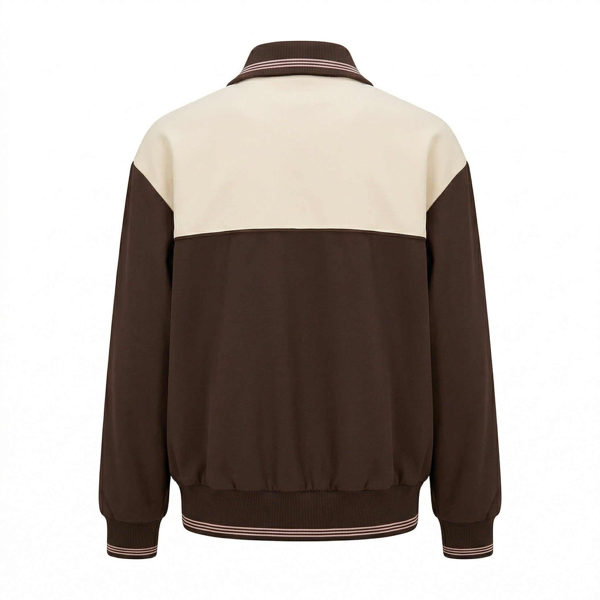 Miu Miu two-tone zip bomber jacket, back view — The Quiet Edition