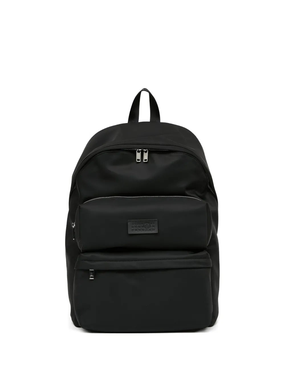 MM6 Maison Margiela Numbers-Patch Backpack in Black, front — The Quiet Edition