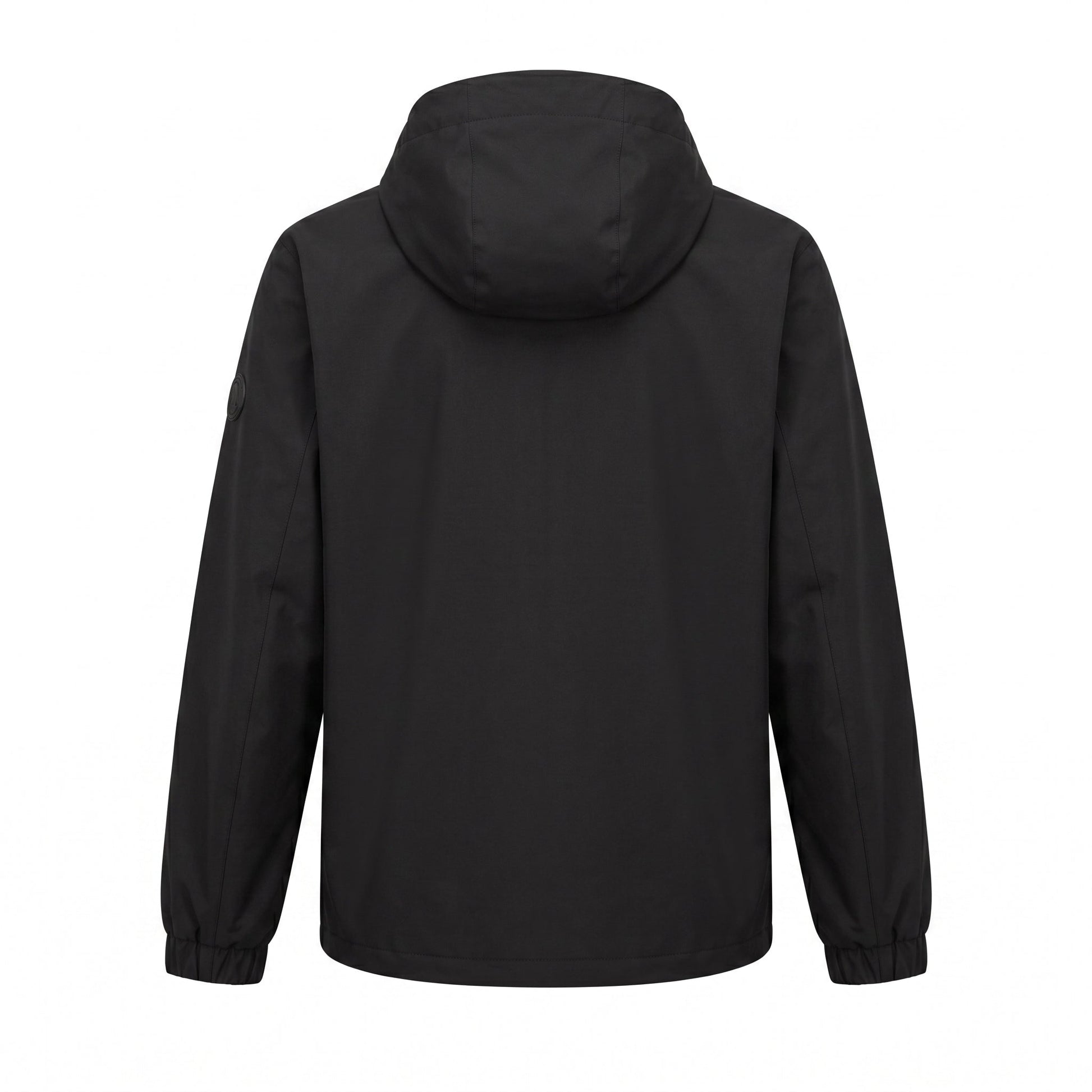 Moncler Bise hooded jacket in black, back view — The Quiet Edition