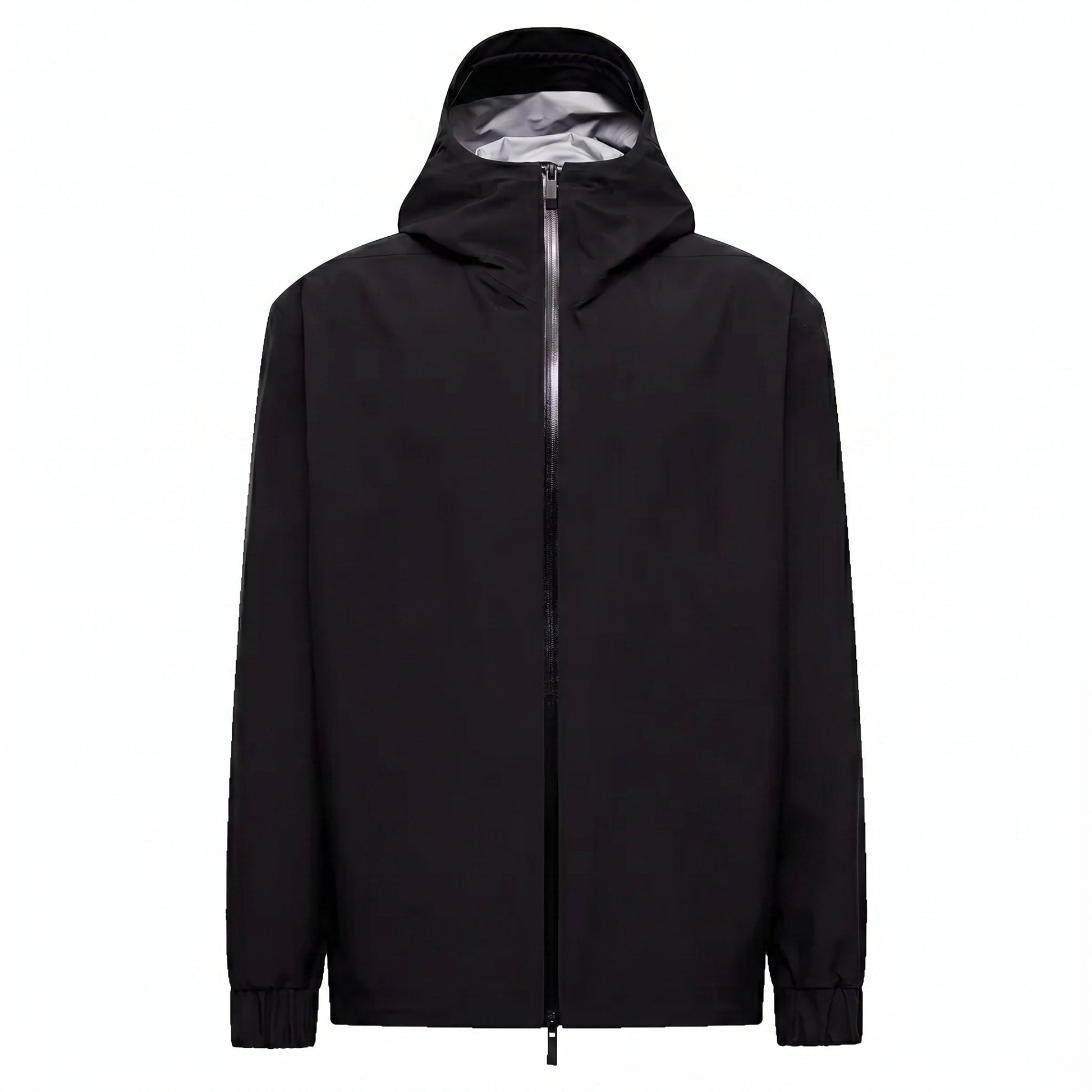 Moncler Bise hooded jacket in black, front view — The Quiet Edition