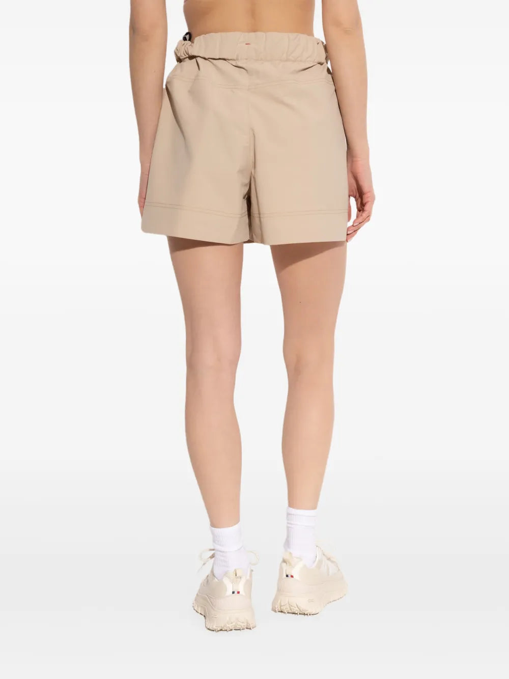 Moncler Grenoble Logo-Embroidered Shorts in Beige, angle — The Quiet Edition