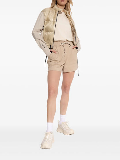 Moncler Grenoble Logo-Embroidered Shorts in Beige, back — The Quiet Edition