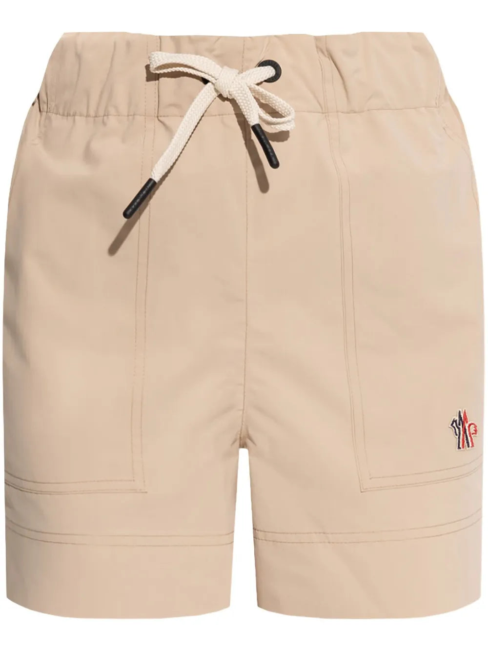 Moncler Grenoble Logo-Embroidered Shorts in Beige, front — The Quiet Edition