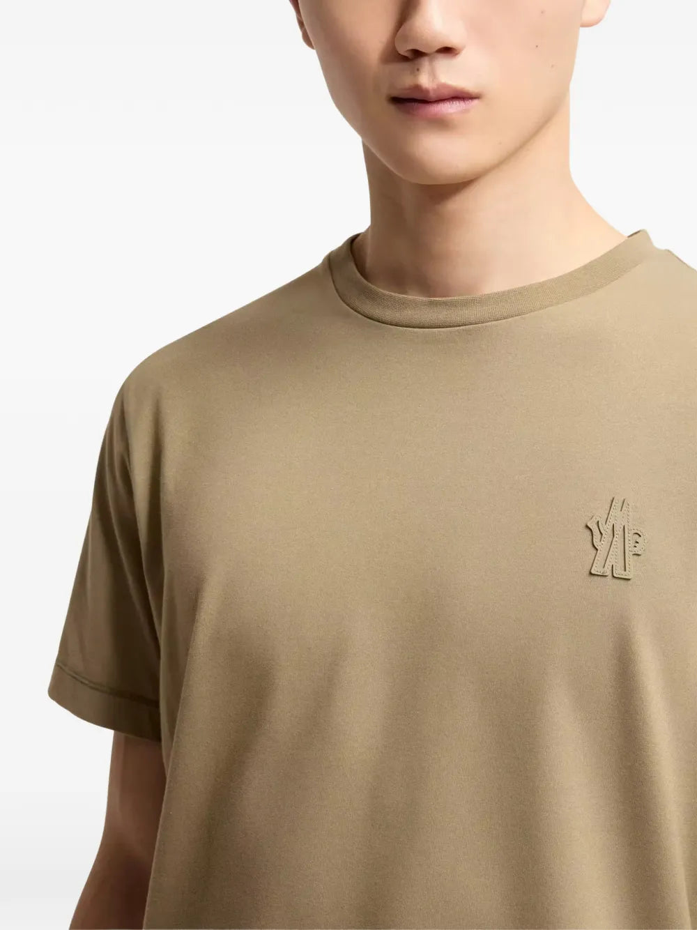 Moncler Grenoble Logo T-Shirt Set of Three in Black/White/Olive, angle — The Quiet Edition
