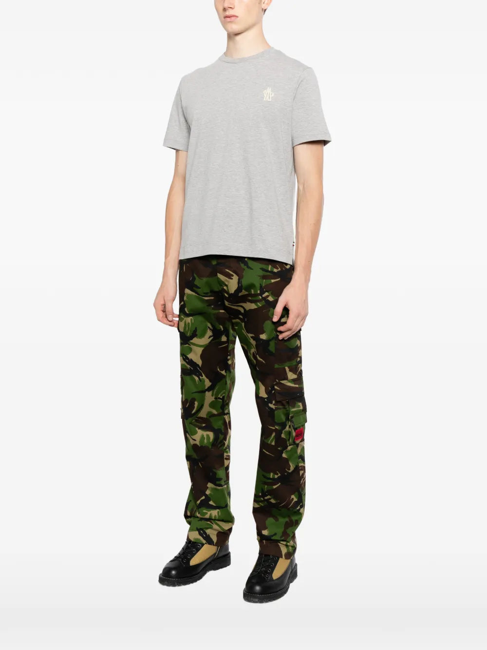 Moncler Grenoble Logo T-Shirt Set of Three in Grey/White/Black, side — The Quiet Edition