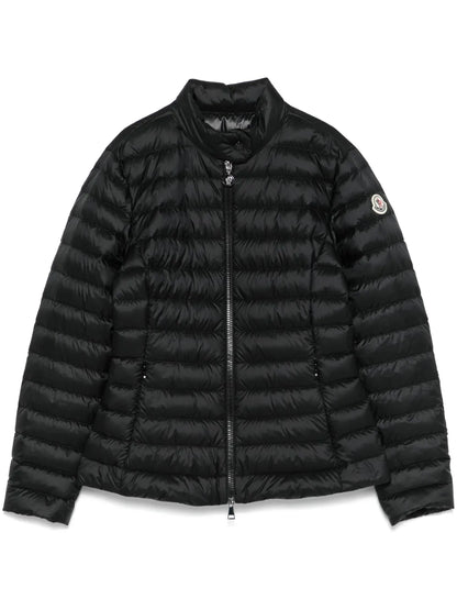Moncler Igelle Quilted Down Jacket in black, front view | The Quiet Edition