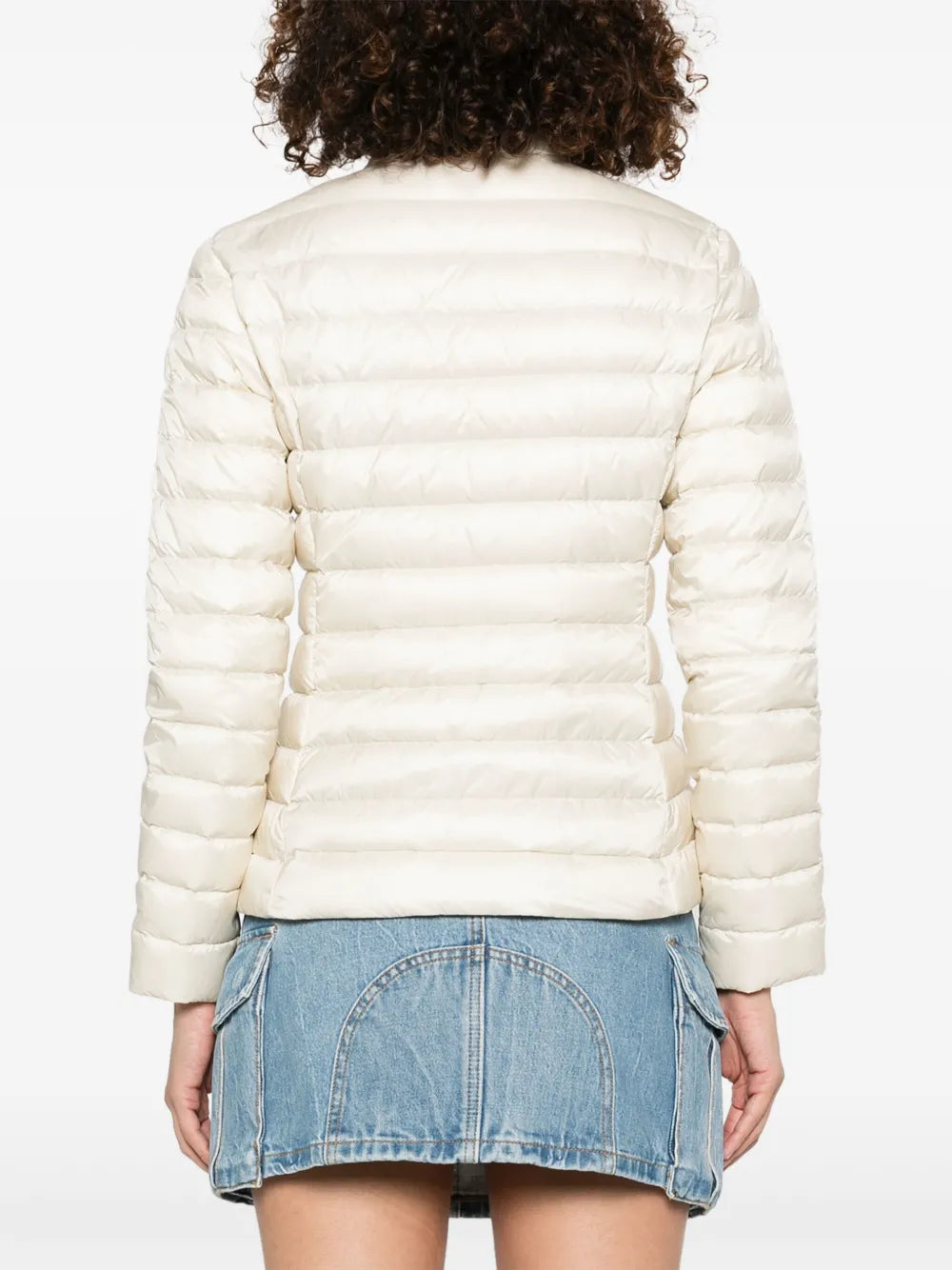 Moncler Igelle Quilted Down Jacket in white, worn back view | The Quiet Edition