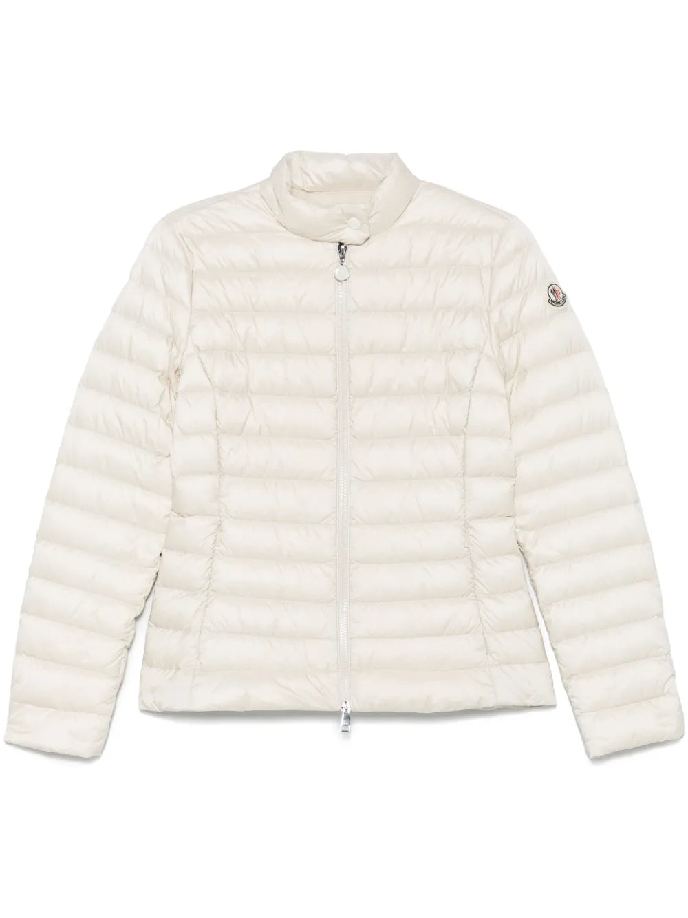 Moncler Igelle Quilted Down Jacket in white, front view | The Quiet Edition