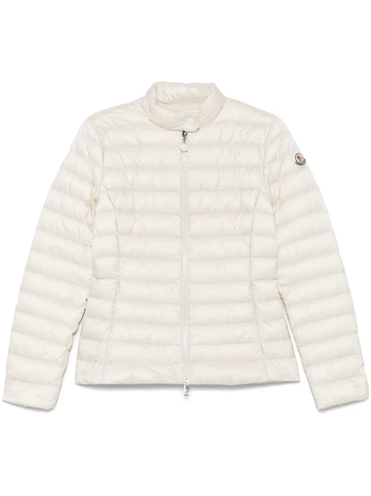 Moncler Igelle Quilted Down Jacket in white, front view | The Quiet Edition