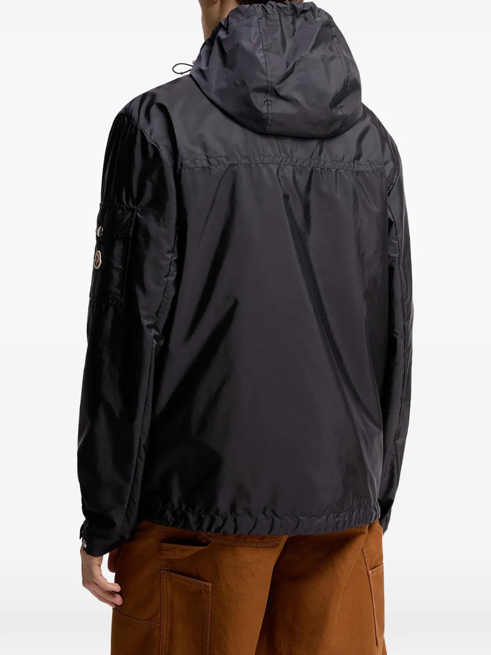 Moncler Mornay Hooded Jacket in Navy, side — The Quiet Edition