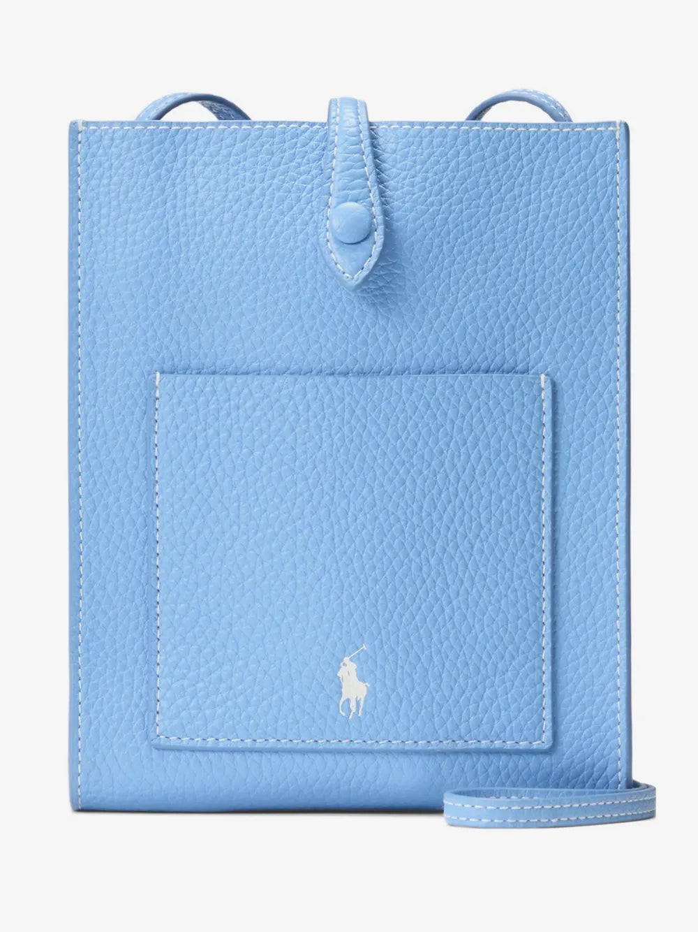 Polo Ralph Lauren Polo Play Leather Crossbody Bag in Blue, front — The Quiet Edition