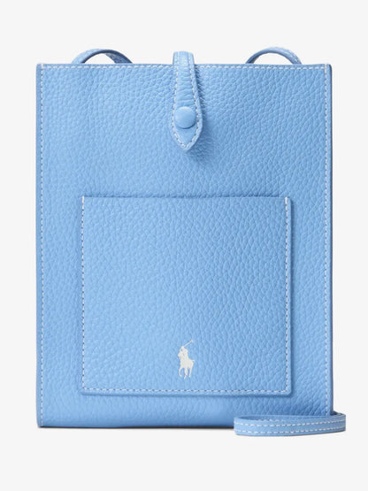 Polo Ralph Lauren Polo Play Leather Crossbody Bag in Blue, front — The Quiet Edition