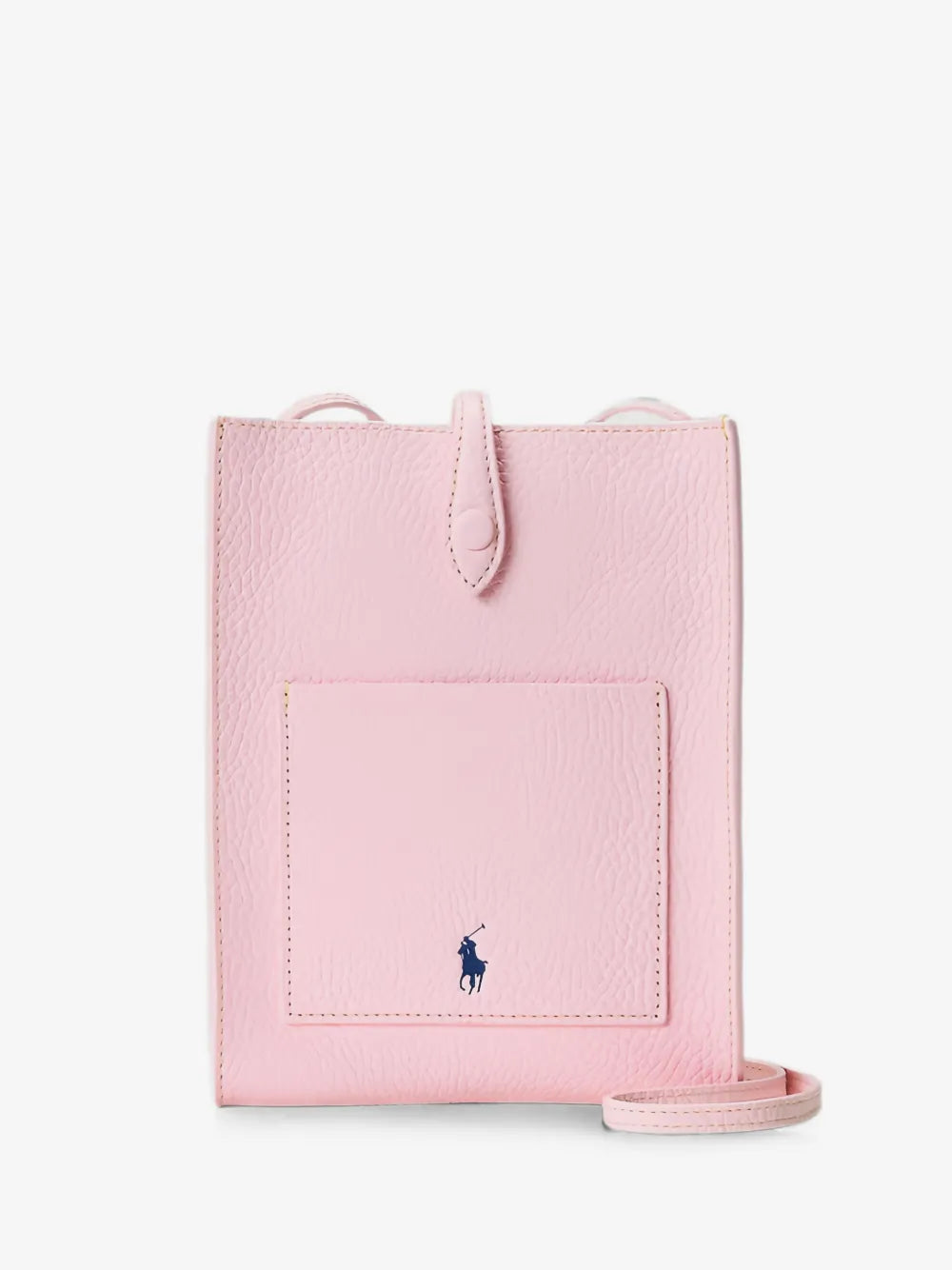 Polo Ralph Lauren Polo Play Leather Crossbody Bag in Pink, front — The Quiet Edition