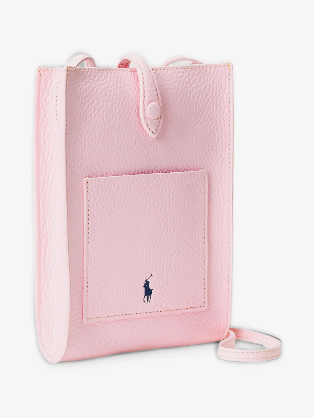 Polo Ralph Lauren Polo Play Leather Crossbody Bag in Pink, side — The Quiet Edition