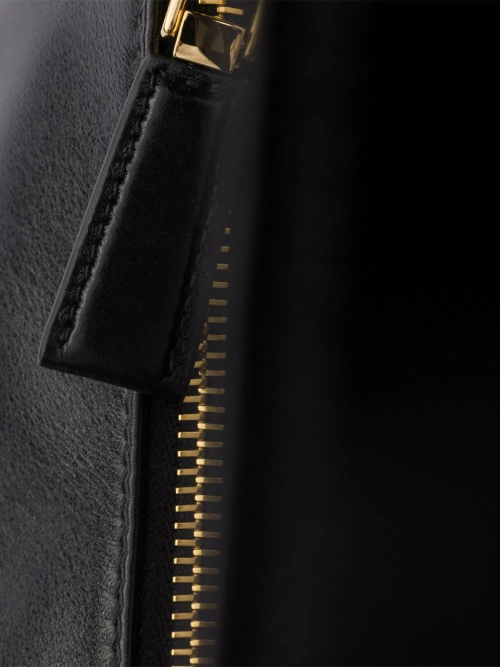 Prada Aimée Medium Leather Shoulder Bag in Black, detail — The Quiet Edition