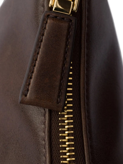 Prada Aimée Medium Leather Shoulder Bag in Brown, interior — The Quiet Edition