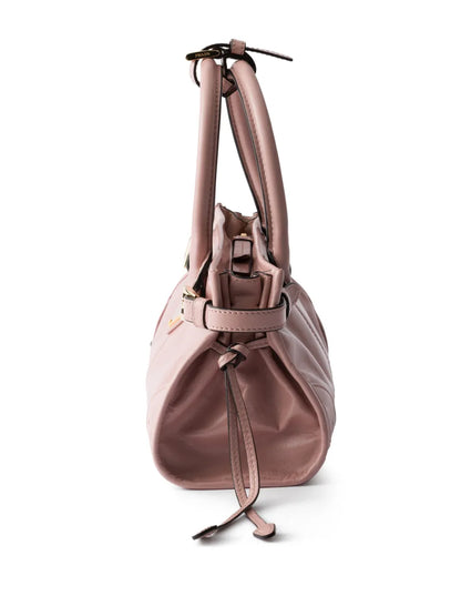 Prada Bonnie Leather Mini Handbag in Lily-of-the-Valley, angle — The Quiet Edition