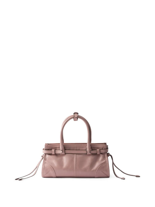 Prada Bonnie Leather Mini Handbag in Lily-of-the-Valley, back — The Quiet Edition