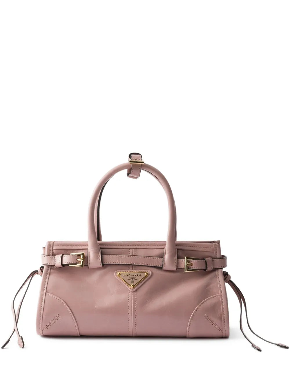 Prada Bonnie Leather Mini Handbag in Lily-of-the-Valley, front — The Quiet Edition