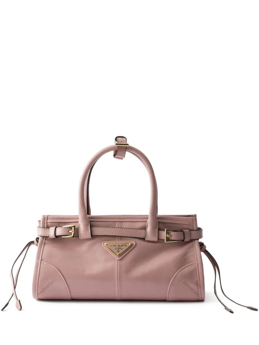 Prada Bonnie Leather Mini Handbag in Lily-of-the-Valley, front — The Quiet Edition