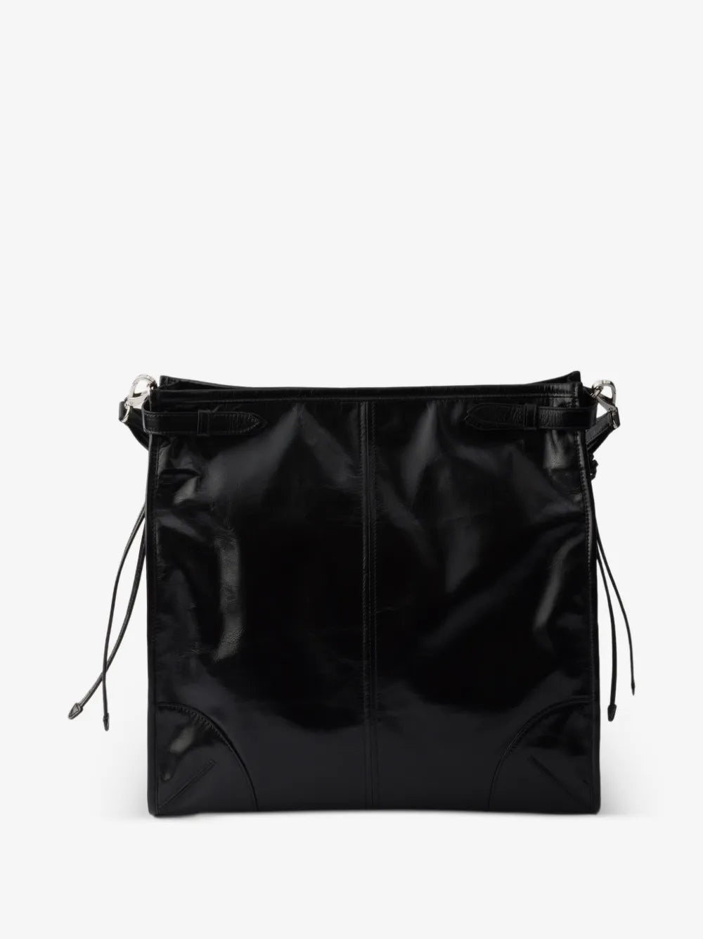 Prada Bonnie Leather Shoulder Bag in Black, back view — The Quiet Edition