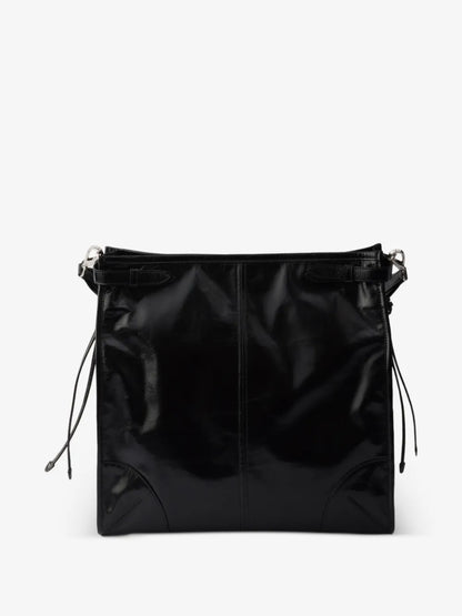 Prada Bonnie Leather Shoulder Bag in Black, back view — The Quiet Edition