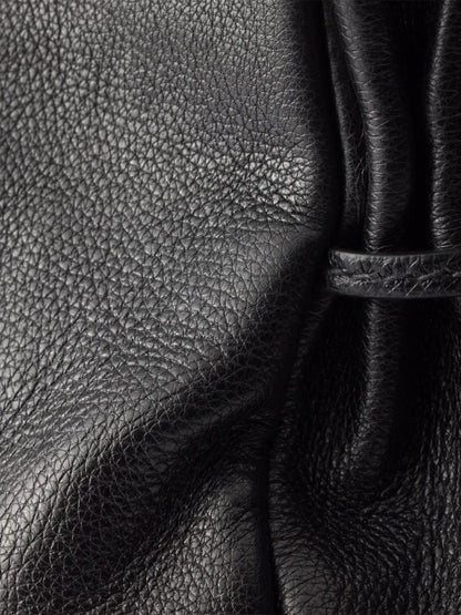Prada Bonnie Medium Antiqued Leather Tote Bag in Black, angle — The Quiet Edition