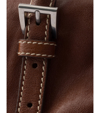 Prada Bonnie Small Leather Shoulder Bag in Brown, detail — The Quiet Edition