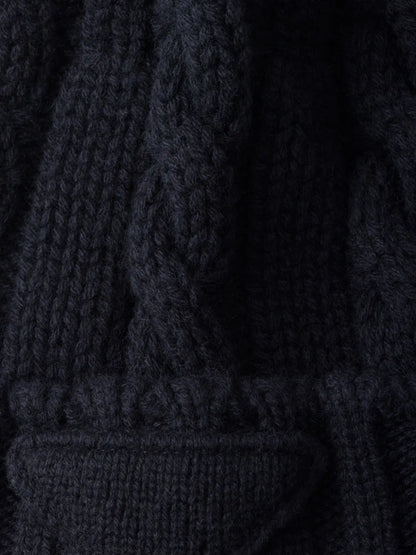 Prada Cashmere Beanie, cable knit and triangle patch detail | The Quiet Edition