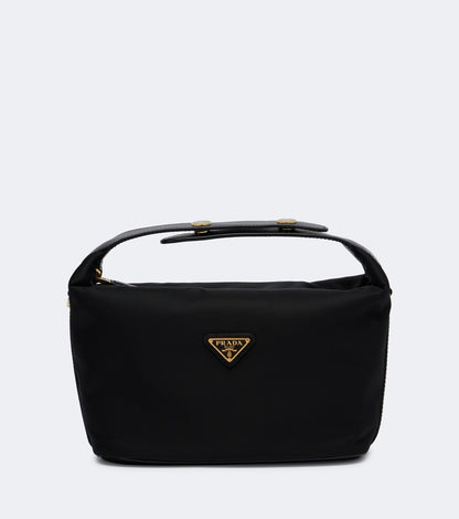 Prada Chérie Mini Re-Nylon Bag in Gold Hardware, front — The Quiet Edition