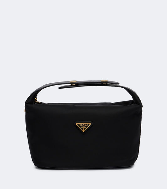Prada Chérie Mini Re-Nylon Bag in Gold Hardware, front — The Quiet Edition
