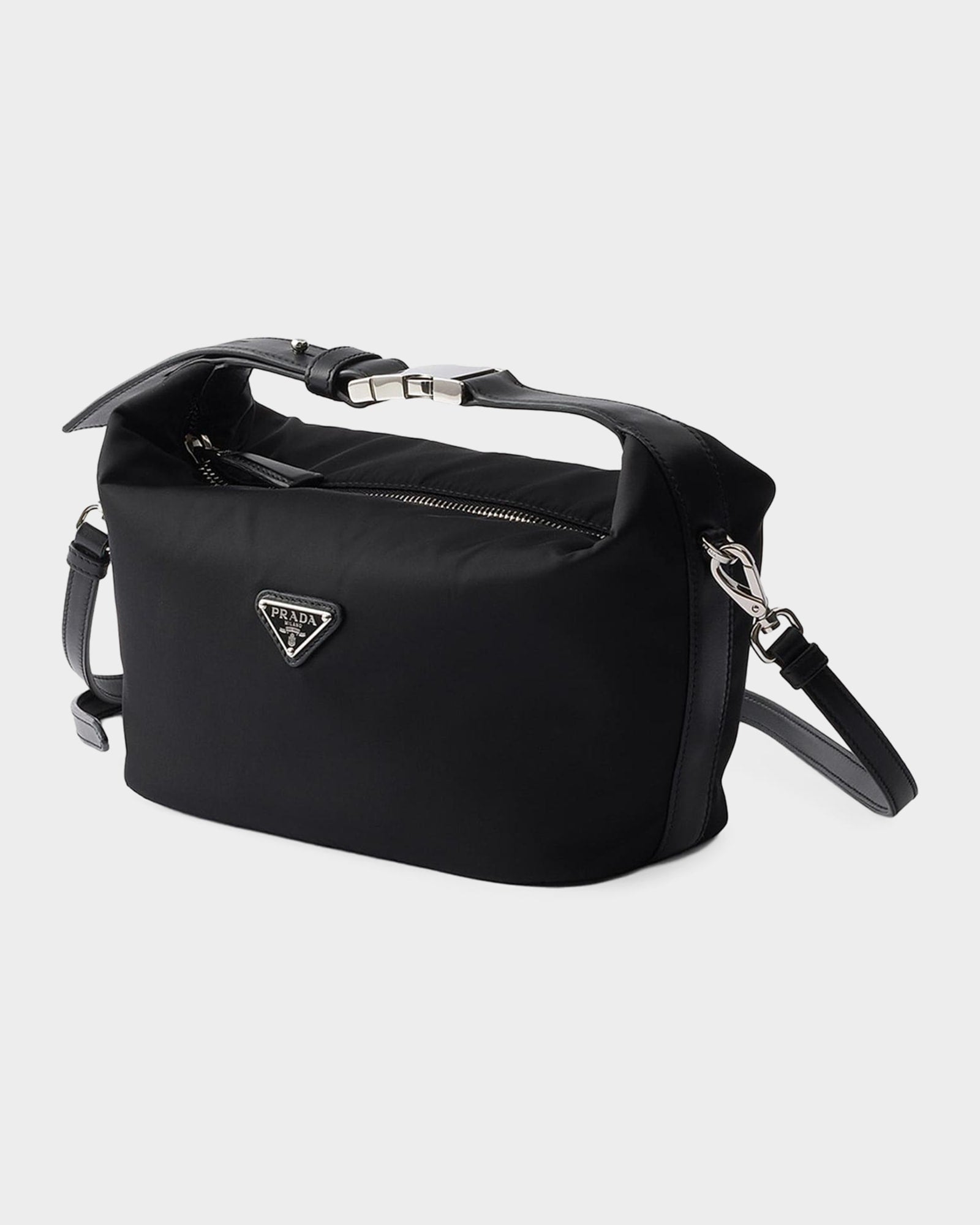 Prada Chérie Mini Re-Nylon Bag in Silver Hardware, back — The Quiet Edition