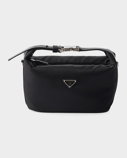 Prada Chérie Mini Re-Nylon Bag in Silver Hardware, front — The Quiet Edition