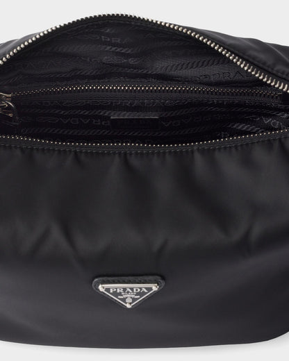 Prada Chérie Mini Re-Nylon Bag in Silver Hardware, side — The Quiet Edition