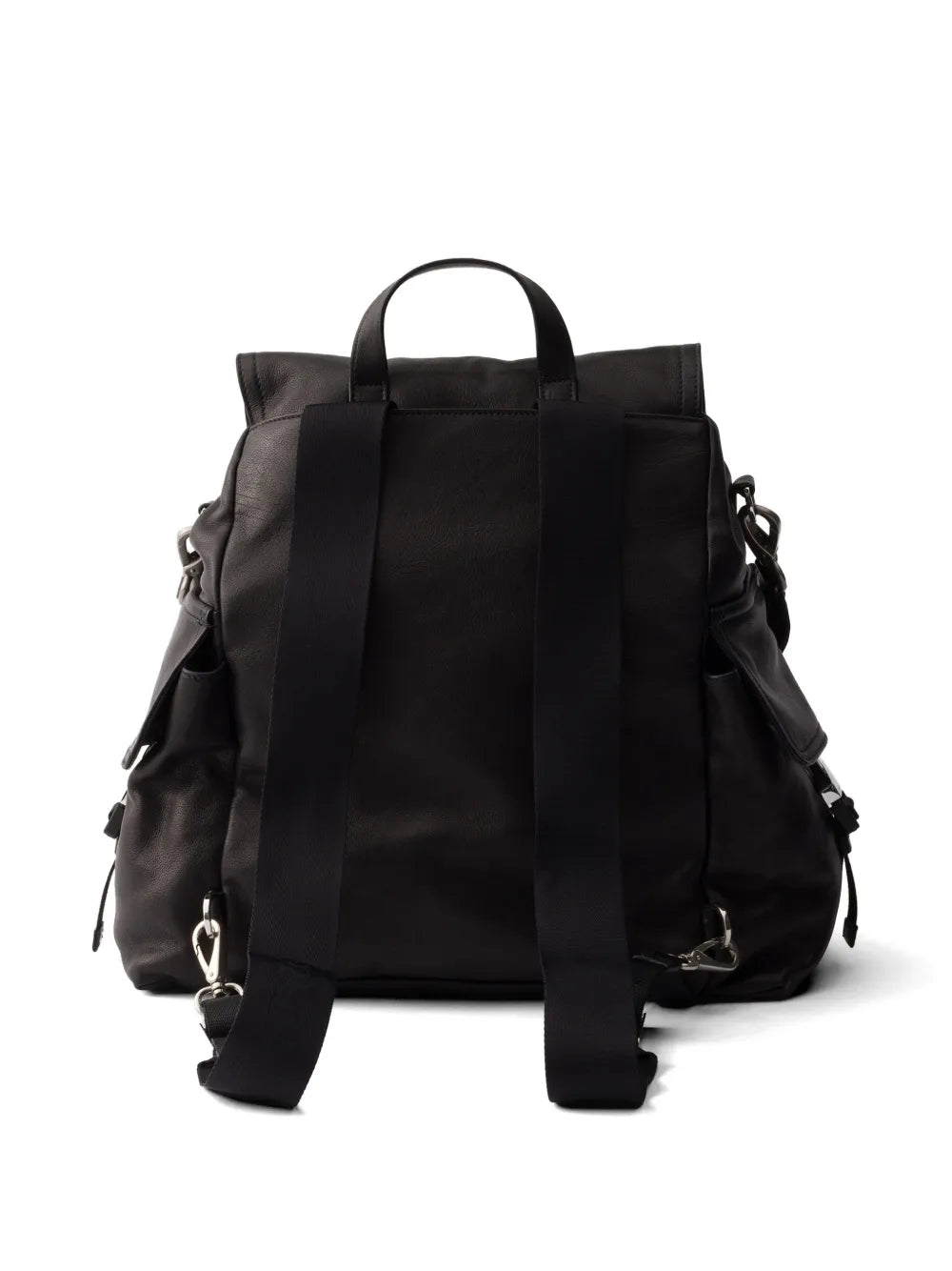 Prada Explore Leather Backpack in Black, back — The Quiet Edition