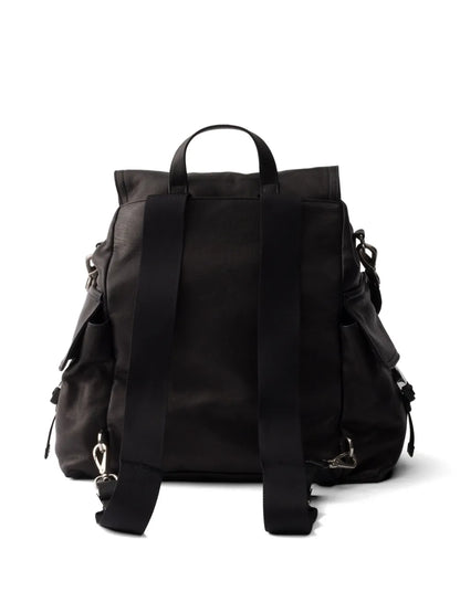 Prada Explore Leather Backpack in Black, back — The Quiet Edition