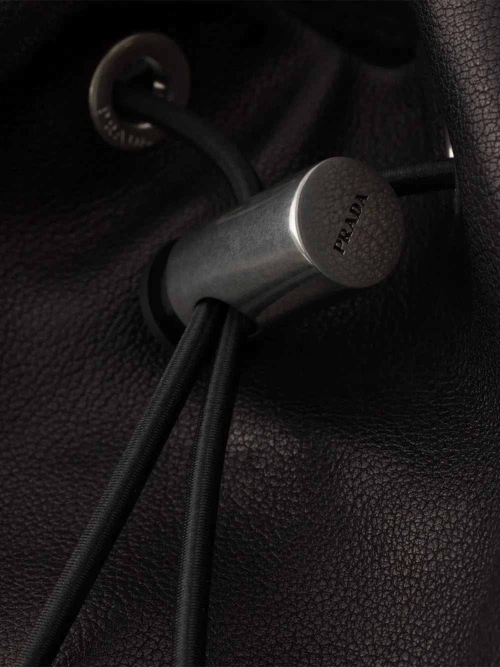 Prada Explore Leather Backpack in Black, detail — The Quiet Edition