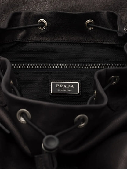 Prada Explore Leather Backpack in Black, interior — The Quiet Edition