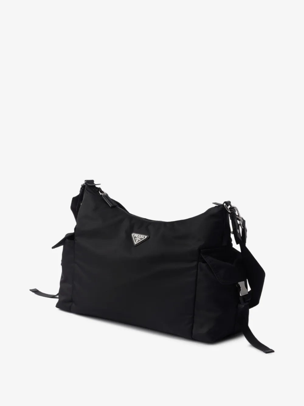 Prada Explore Logo-Plaque Tote Bag in Black, back — The Quiet Edition