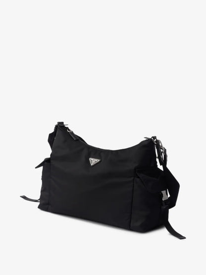 Prada Explore Logo-Plaque Tote Bag in Black, back — The Quiet Edition
