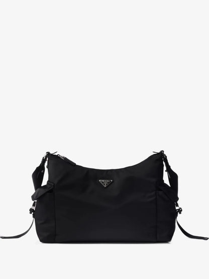 Prada Explore Logo-Plaque Tote Bag in Black, front — The Quiet Edition