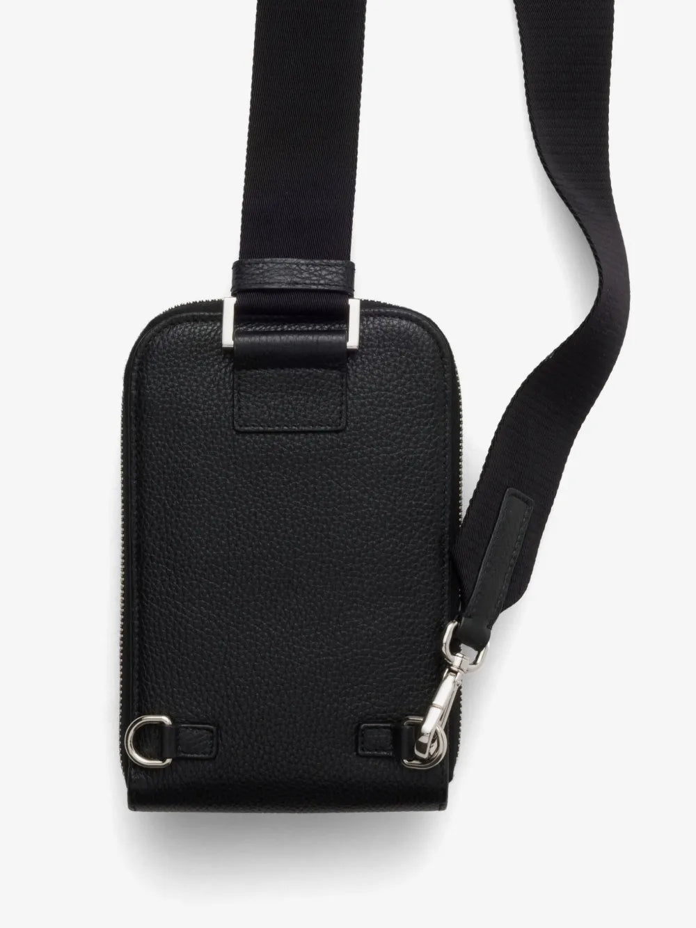 Prada Leather Phone Case in Black, back — The Quiet Edition
