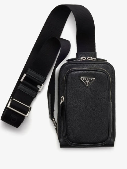 Prada Leather Phone Case in Black, front — The Quiet Edition