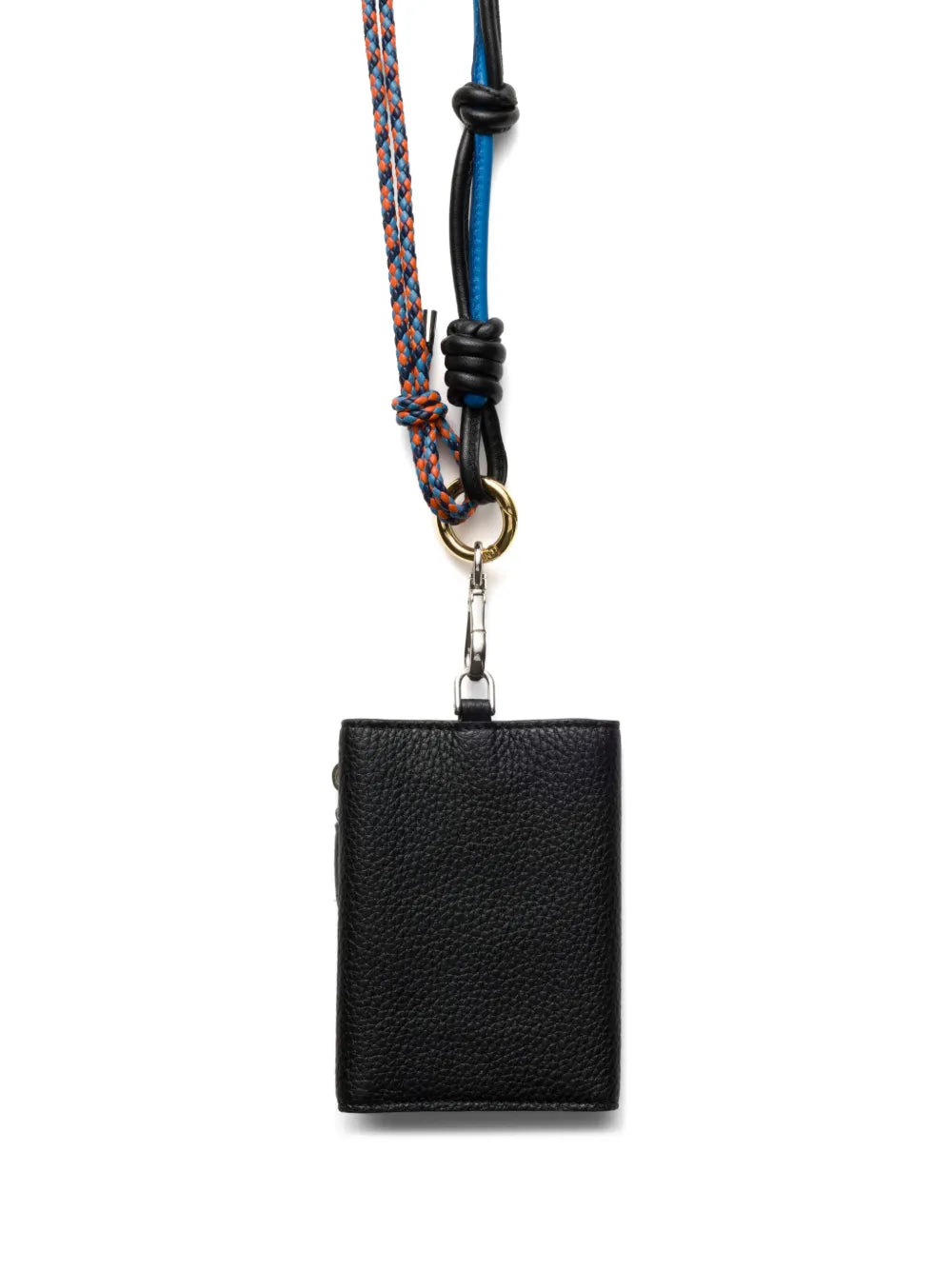 Prada Logo Leather Card Holder in Black, back — The Quiet Edition