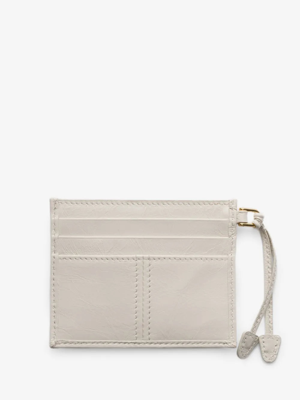 Prada Logo-Plaque Leather Card Holder in White, back — The Quiet Edition